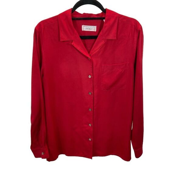 Ladies Vintage Lord & Taylor Exclusively for‎ You Red Silk Button Down Blouse 10 - Picture 2 of 11